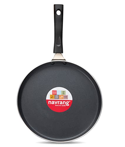 Image of NAVRANG Non Stick Cookware Set of 3 Pcs | Nonstick Dosa Tawa 26 cm & Frypan 22cm with Glass Lid | Non-Induction - Purple