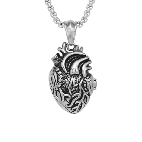 Collar de Sagrado Corazón abatible, colgante de arte médico y medallón anatómico