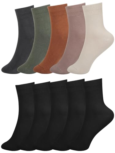 Image of FGZ Women Thin Cotton Socks Soft Cozy Socks Cute Ankle Crew Socks 5 Pairs