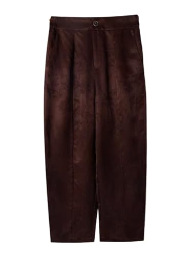 Pantalon lanterne en soie Xiangyunsha luxury jacquard pêche raffiné