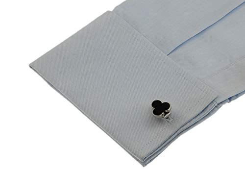 Mancuernillas clásicas plateadas y negras Poker Club para hombre miniatura 2
