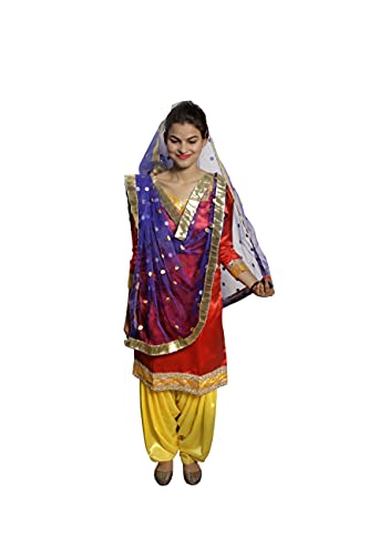 Image of ITSMYCOSTUME Punjabi Patiala Suit for Girls|Punjabi Giddha /Baisakhi /Bhangra Dance Costume for Girls