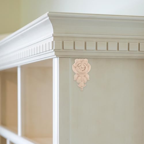 Apliques de madera beige NUOBESTY de estilo vintage con diseño de rosa para muebles 7