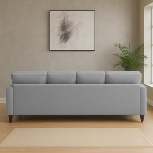 Image of Carlos 5-Seater Sofa Set with Ottoman (Grey Colour) | Premium Fabric Modern Sofa for Living Room, Home & Office | Comfortable Stylish Furniture for Hall & Lounge