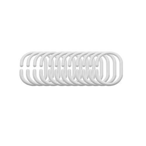 Frandis 190105 Anneaux pour Rideau de Douche Lot de 12 Opaque/Blanc 6 x 2,5 x 19,5 cm
