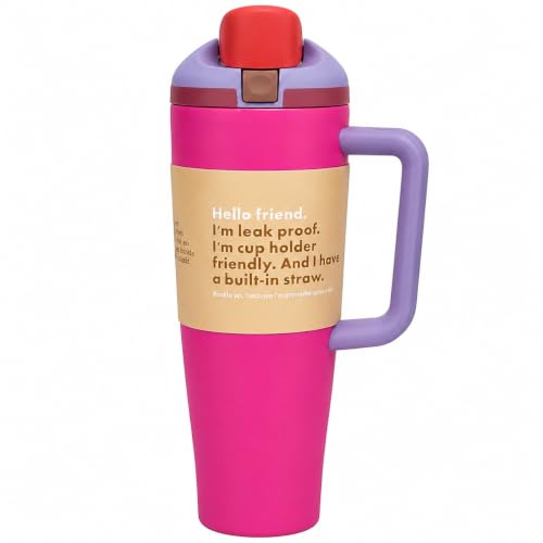 Image of HomeCloud 1200ML Stainless Steel Water Bottle - Double-Wall Vacuum Insulated, Leakproof Straw Lid, BPA-Free Reusable Travel Flask with Two-Way Spout for Gym, Office & Outdoor Use (H Pink)