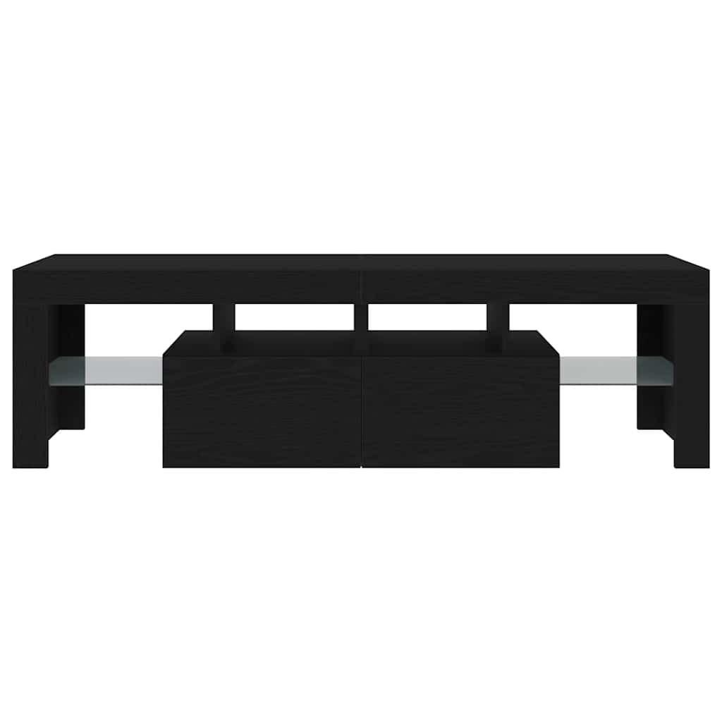 vidaXL Szafka pod TV z oświetleniem LED, czarny dąb, 140x36,5x40 cm