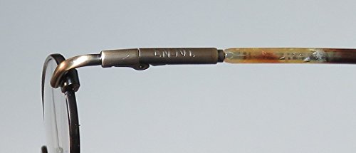 Enjoy 5533 Mens/Womens Round Full-Rim Signature Emblem Must Have Durable Eyeglasses/Eyewear (42-27-140, Antique Gold/Brown / Multicolor) #TOP5