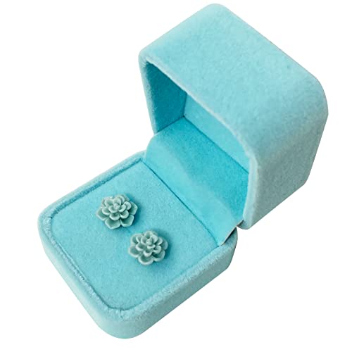 Hypoallergenic Succulent Earrings 13Mm 925 Sterling Silver Post Soft Ceramic Resin Handmade Stud Earrings For Women Sensitive Ears - Aqua Blue #TOP6