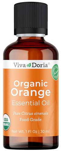 Viva Doria Orange Essential Oil USDA Certified Organic Orange Oil 100% Pure Natural Essential Oil Undiluted for Aromatherapy | Food Grade 30 mL (1 Fluid Ounce)