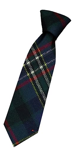 Cravate en laine tissée en Écosse Scott Green Tartan d'exception pour garçon