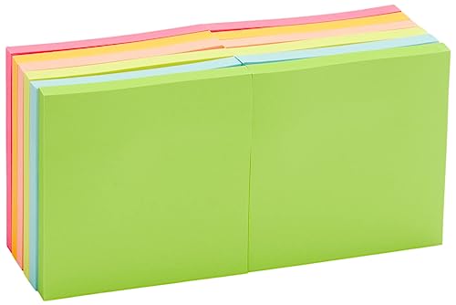 Amazon Basics Sticky Notes, 3x3 Inches, Assorted Colors Self-Stick Pads, Easy to Post for Home, Office, Notebook, 70 sheets/Pad, Pack of 12