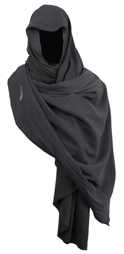 VZQI Medieval Cloak with Hood Men Apocalyptic Shawl Renaissance Costume Retro Shemagh Accessories Grey