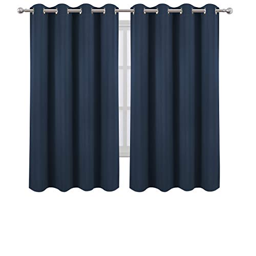 Image of LEMOMO Blackout Curtains 52 x 63 inch /Navy Blue Curtains Set of 2 Panels /Thermal Insulated Room Darkening Bedroom Curtains