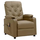 Homgoday Massage-Sessel Cappuccino-Braun mit 6-Punkt-Vibration, Kunstleder, 78,5 x 93 x 96,5 cm, für Entspannung zu Hause Model339131