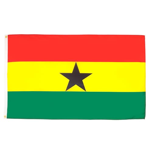 AZ FLAG Lote de 5 banderas de Ghana – 90 x 60 cm – Bandera de Ghana 100% poliéster con ojales metálicos integrados