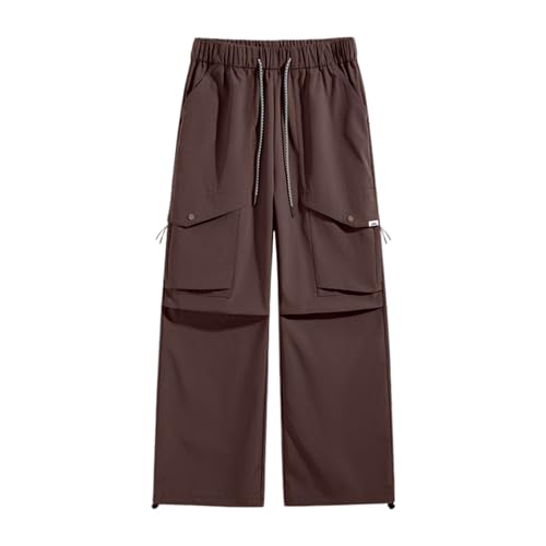 DASONLUE Pantalones de paracaídas para hombre, transpirables, de secado rápido, corte recto, pantalones de trabajo con cordón, pantalones casuales, pantalones de verano, ligeros, pantalones de