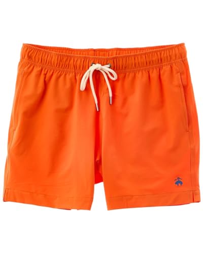 Brooks Brothers Mens Solid Swim Trunk, XL, Orange, X-Large, 197060 Orange/Blue