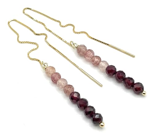 Boucles d'oreilles grenat rouge et quartz rose naturel pour illuminer vos tenues de bureau