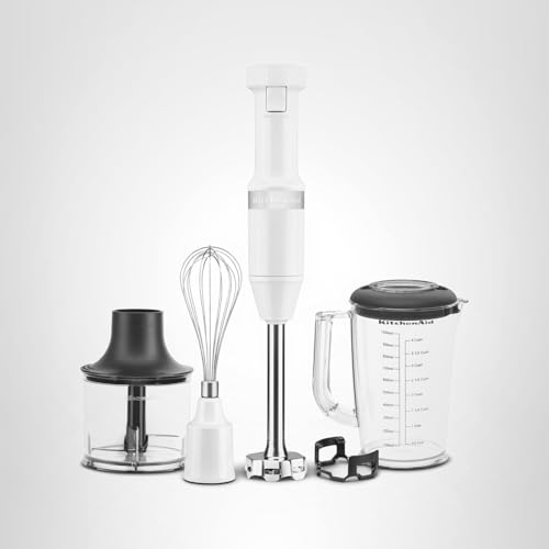 KitchenAid Variable Speed Corded Hand Blender with Accessories, White, KHBV83WH