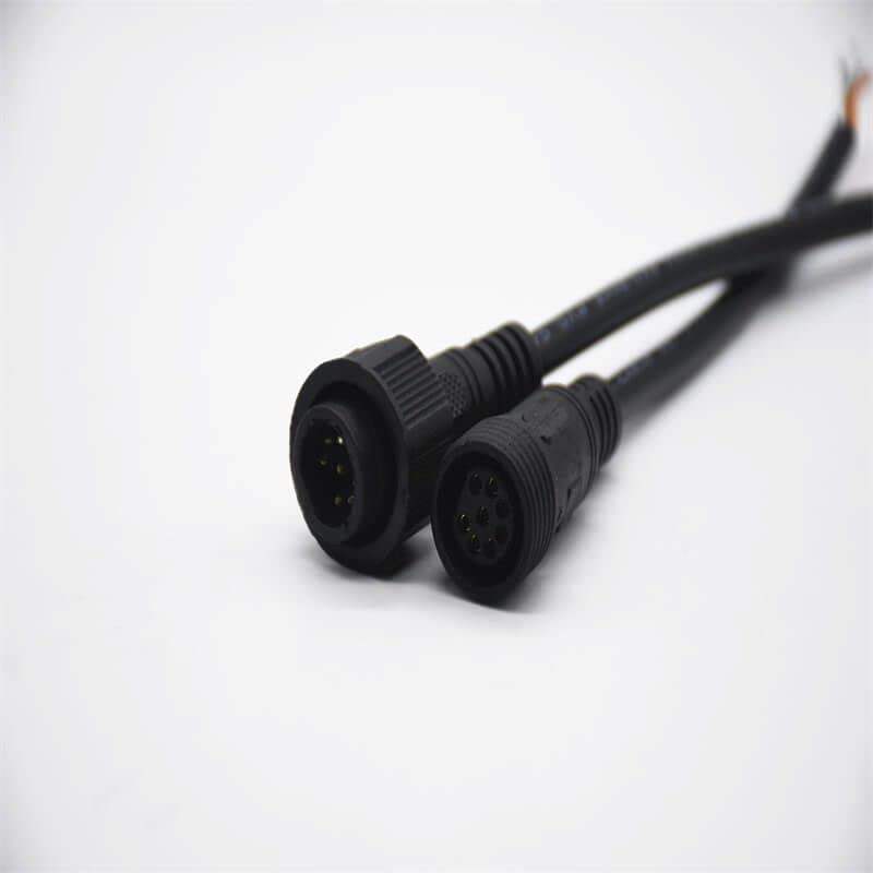 M19 Gold- Plated Copper 7Pin Male and Female Screw Joint Connector IP67 Nylon Waterproof 0.2M Length 8 * 0.3㎜² Cable for LED