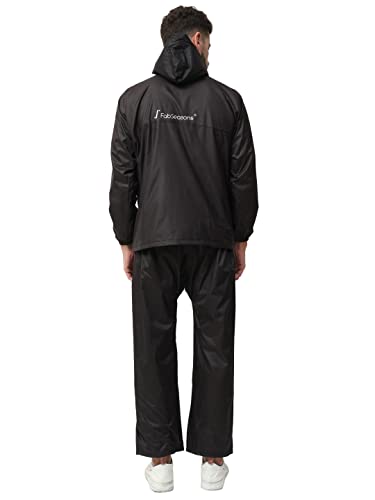 Image of FabSeasons Heavy Duty Printed Reversible Double Layered Waterproof Raincoat set with adjustable Hood & Deep Mobile Pocket