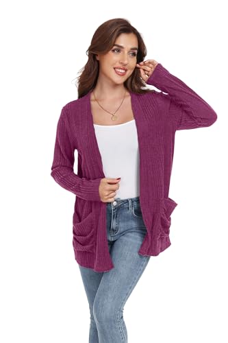 Image of GRECERELLE Womens Long Sleeve Lightweight Open Front V-Neck Casual Cardigan Sweaters Outerwear with Pockets 2025, S-2XL