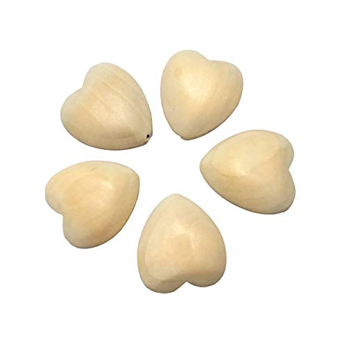 Image of 10pcs Natural 40mm Unfinished Wood Hearts Beads with Holes Eco-Friendly Wooden Handing Materials DIY Beading Craft Accessories (40mm 10pcs)