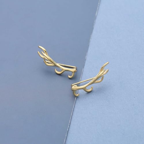 Inateannal Boho Geweih Ohrmanschette Ohrring Geweih Ohr Kletterer Ohrringe Gold Baumzweig Geweih Ohrmanschette Ohrringe Geweih Kletterer Krabbler Ohrringe Minimalistisch Geweih Ohrstecker Ohrringe