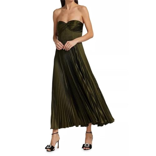 Women Solid Sexy Off Shoulder Design Pleated Beach Long Evening Party High Waist Sleeveless Dress2