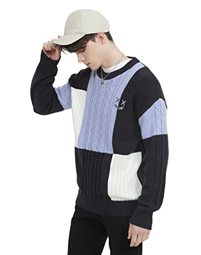 Golyoy Sweaters For Men Crew Neck Techwear Hip Hop Patchwork Multicolor Oversized Pullover Sweater Streetwear Fashion #TOP4