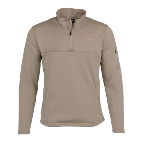 Fleece Pullover 1/4 Zip Jacket, Flat Dark Earth with Front Logo, Kangaroo Pouch, Arm & Chest Pocket