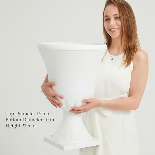image for Worth Garden 2-Pack Plastic Urn Planters - 22'' Tall Round Classic Res