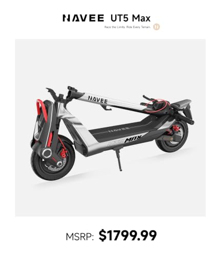 NAVEE UT5 Max Electric Scooter, 31.1 mph Speed, 62.1 Miles Range, 2400W Peak Motor, Dual Hydraulic Suspension & Disc Brake, 12" Self-healing Tubeless Tires, Flash Charging, Scooter for Adults, UL 2272 — view 2