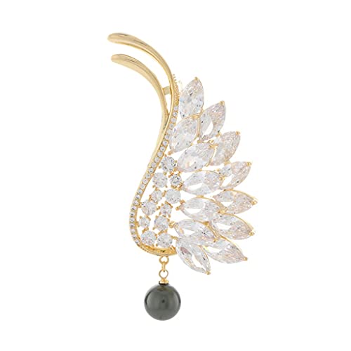 Broche plume de zirconium et perle le cadeau idéal pour elle