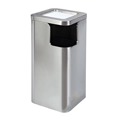 Large-Capacity Outdoor Trash Can & Floor-Standing Ash Tray, Metal Ashtray for Hotels, Shopping Malls & Elevators, Sleek Silver Design for Public Spaces