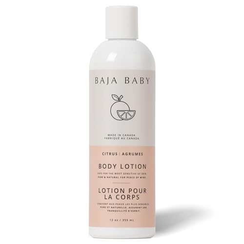 Image of Citrus Baby Lotion - Organic, Gluten-Free, Vegan, EWG VERIFIED™ - Ideal for Sensitive Skin - All Natural, Tear-Free, Hypoallergenic and Paraben-Free with No Fragrance - 12 oz Bottle