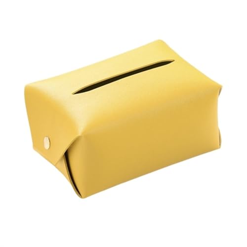 Boîte à mouchoirs élégante en cuir synthétique pour la maison et le bureau – Housse de mouchoirs décorative moderne en rose (jaune)