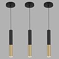 XIYAZG Modern Black and Gold Pendant Light Fixture for Kitchen Island, 1-Light Pendant Lighting, Lights Cord Adjustable, Matching GU10 lamp Holder,for Living Room Bedroom Dining Room(3Pack)