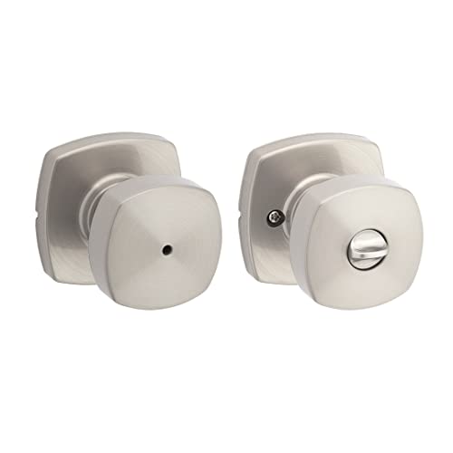 Kwikset Arroyo Knob Interior Privacy Door Knob with Lock, Door Handle For Bathroom and Bedroom, Satin Nickel Keyless Turn Lock Doorknob, with Microban Protection - image 1