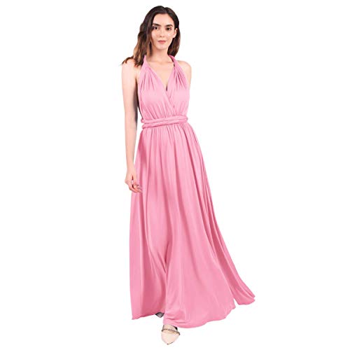 OMEWEE Damen Lang Sexy Schnürung Abendkleid Multiway Brautjungfernkleider Rückenfreies Elegant Wickelkleid Festlich Maxi Sommerkleid Einfarbig...