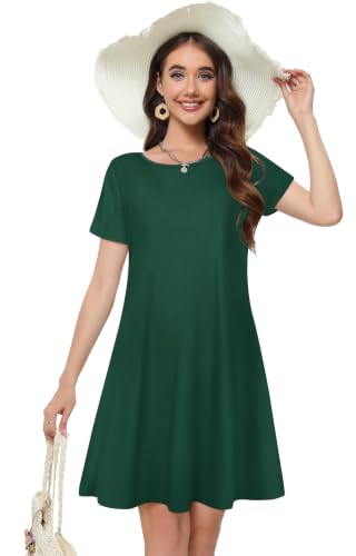 Image of Summer Dresses for Women Casual Tshirt Short Sleeve Floral Sundress Beach Cover Ups with Pockets 2026