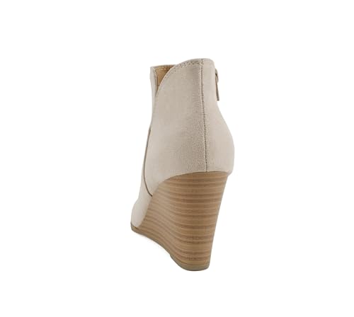 Image of Soda Ability - Mid Ankle Bootie w /Split Shaft and Zipper Stacked Wedge Heel