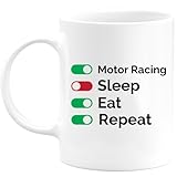 quotedazur - Mug Motor Racing Eat Repeat - Taza Personalizada Para Piloto...
