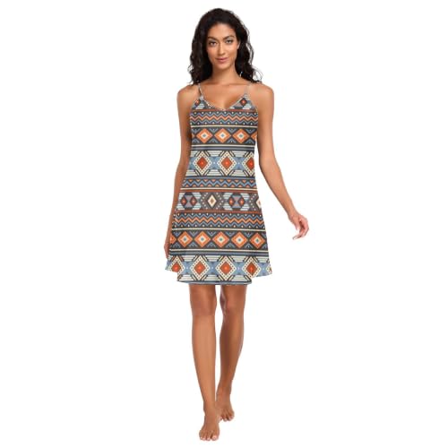 Chemise de nuit courte femme col en V avec bretelles réglables mandala