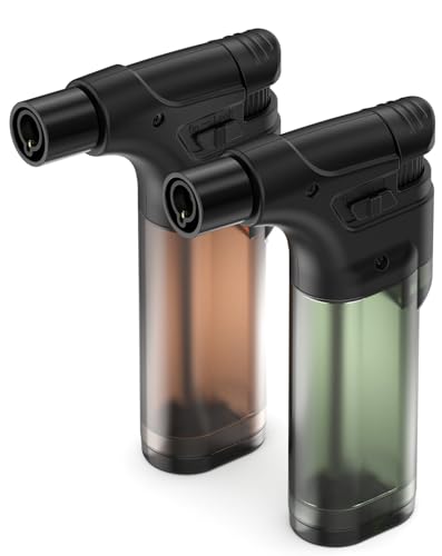 Lot de 2, VVAY Mini Chalumeau Gaz, Briquet Tempête à Gaz Rechargeable (Gaz Non Inclus)