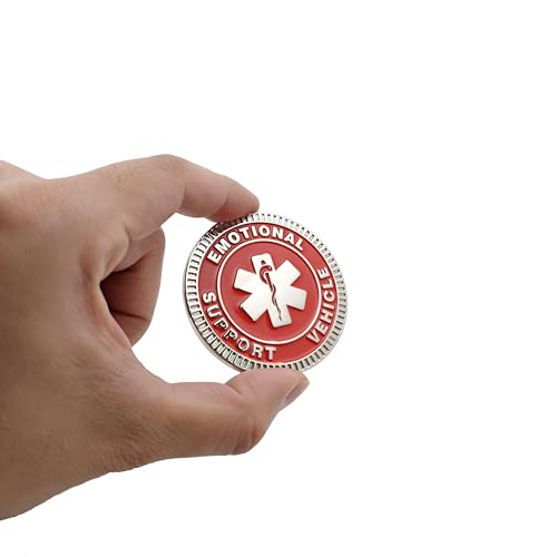 Image of Emotional Support Vehicle Metal Emblem - 3D Car Badge Decal for Vehicles, Trucks, SUVs, RVs Alloy Auto Accessory (Red)