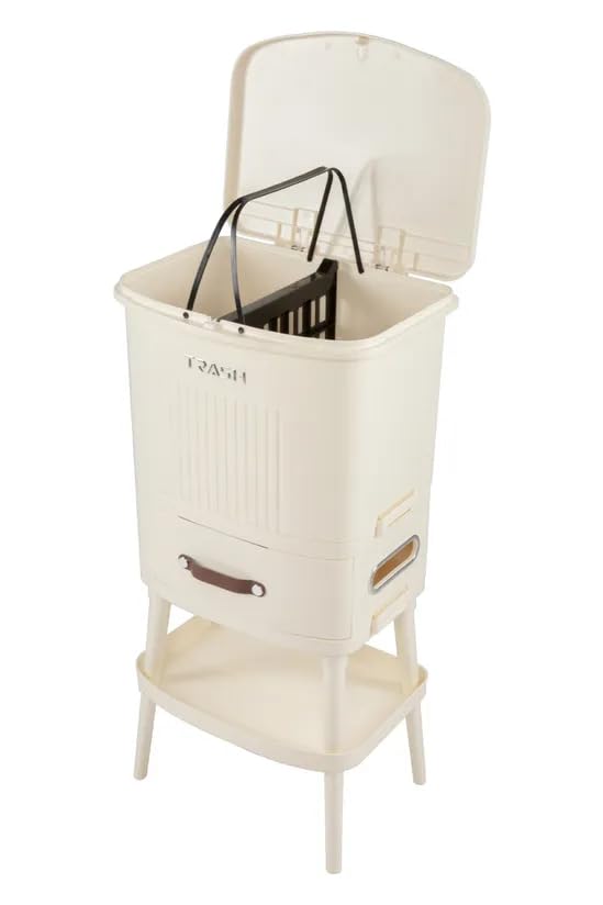 MIXEN 8 Gal Kitchen Trash Can with Lid, Large-Capacity Three-Layer Sorting Trash Bin with Removable Inner Bucket, Vertical Trash Can with Drawer&Tissue Holder, Waste Container with Leg 3