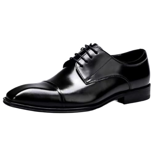 Men's Lace Up Square Toe Three Stitch Casual Dress Shoes Classic Japanese Style Genuine Leather Wedding Footwear