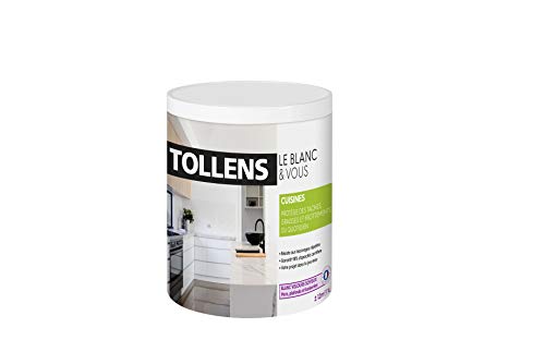 TOLLENS - Peinture Cuisine Blanc -Murs, Plafonds et Boiseries -Velours Soyeux - Lessivable - Blanc 1L = 12m2
